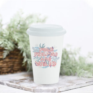 Customized Ceramic Coffee Mug with Silicone Lid 11 oz