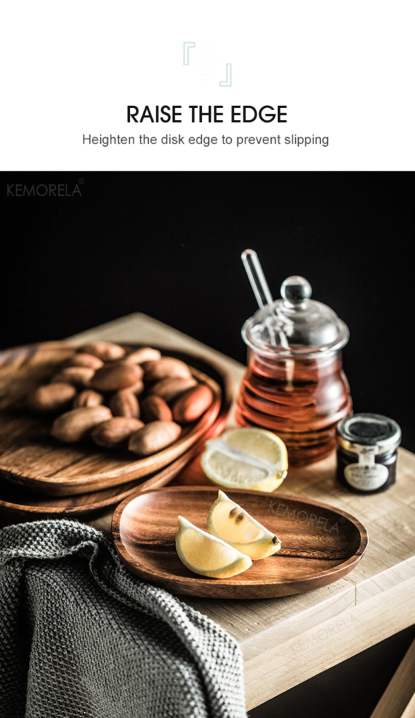 Whole Wood lovesickness Wood Irregular Oval Solid Wood Pan Plate Fruit Dishes Saucer Tea Tray Dessert Dinner Plate Tableware Set 9