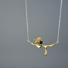 Lotus Fun 18K Gold Bee and Dripping Honey Pendant Necklace Real 925 Sterling Silver Handmade Designer Fine Jewelry for Women 11