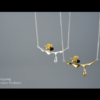 Lotus Fun 18K Gold Bee and Dripping Honey Pendant Necklace Real 925 Sterling Silver Handmade Designer Fine Jewelry for Women 10