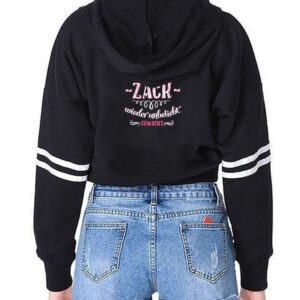 Customized Black Cotton Crop Hoodie for Women