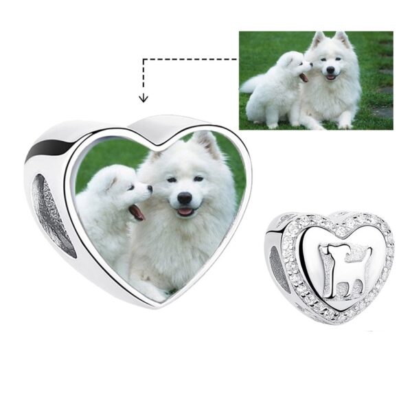 ELESHE 100% Authentic 925 Sterling Silver Bead Charm Fit Original Bracelet Bangle DIY Custom Photo Heart Beads Jewelry Making 19