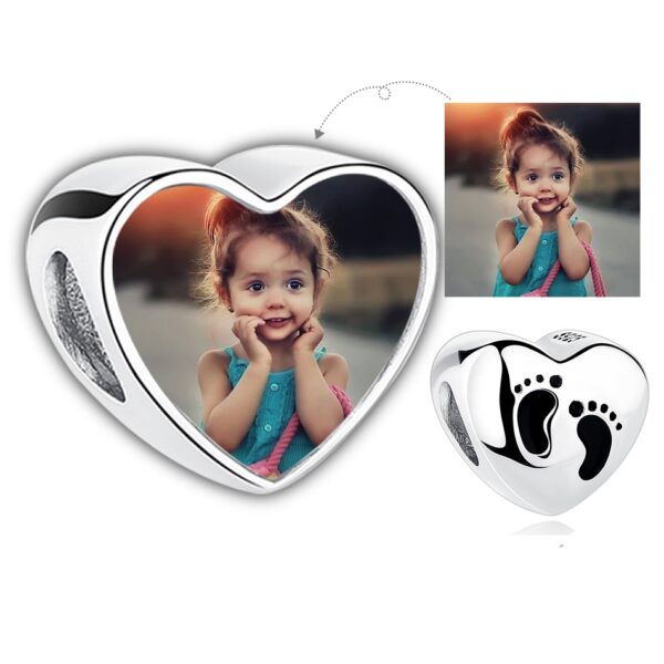 ELESHE 100% Authentic 925 Sterling Silver Bead Charm Fit Original Bracelet Bangle DIY Custom Photo Heart Beads Jewelry Making 12