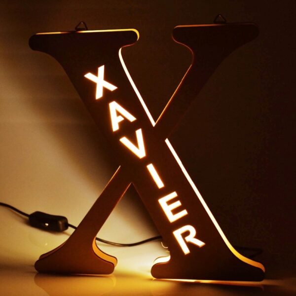 Personalized Wall Decor LED Night Light 26 Letter With Name Sign Light for Couples Baby Room Bedroom Custom Wooden Lamp Engraved 11