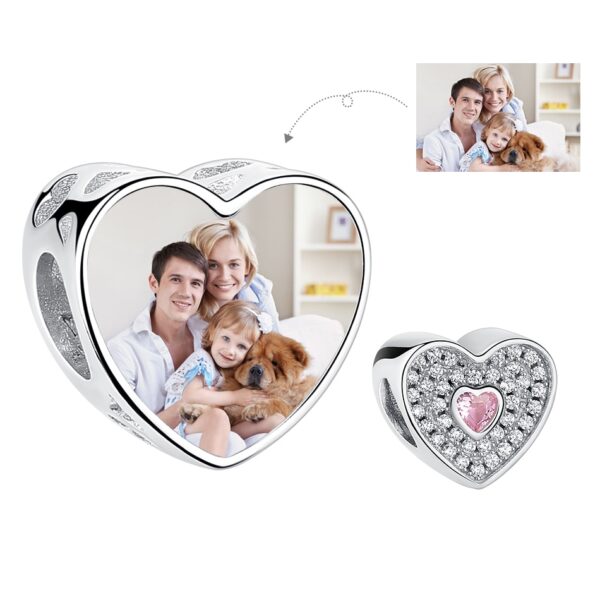 ELESHE 100% Authentic 925 Sterling Silver Bead Charm Fit Original Bracelet Bangle DIY Custom Photo Heart Beads Jewelry Making 17