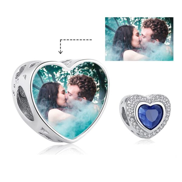 ELESHE 100% Authentic 925 Sterling Silver Bead Charm Fit Original Bracelet Bangle DIY Custom Photo Heart Beads Jewelry Making 8