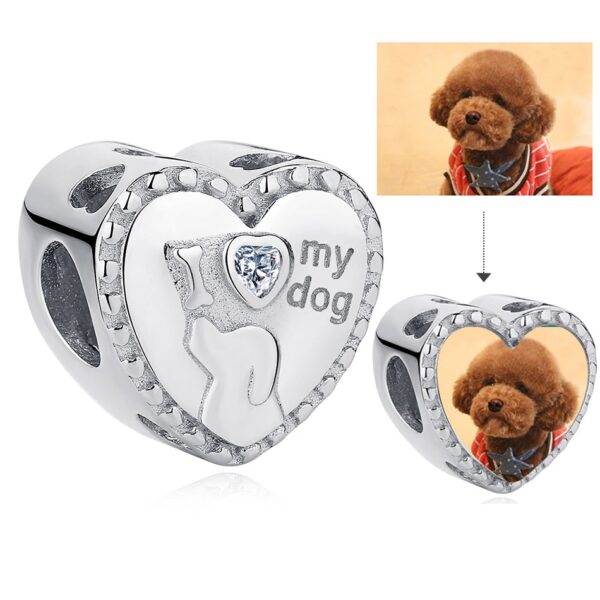 ELESHE 100% Authentic 925 Sterling Silver Bead Charm Fit Original Bracelet Bangle DIY Custom Photo Heart Beads Jewelry Making 6