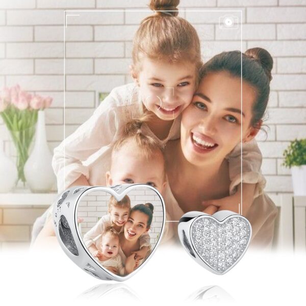 ELESHE 100% Authentic 925 Sterling Silver Bead Charm Fit Original Bracelet Bangle DIY Custom Photo Heart Beads Jewelry Making 2
