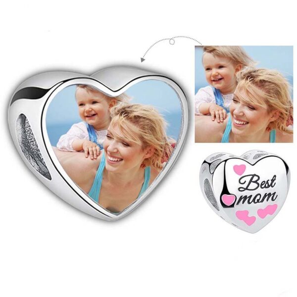 ELESHE 100% Authentic 925 Sterling Silver Bead Charm Fit Original Bracelet Bangle DIY Custom Photo Heart Beads Jewelry Making 16