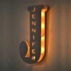 Personalized Wall Decor LED Night Light 26 Letter With Name Sign Light for Couples Baby Room Bedroom Custom Wooden Lamp Engraved 1