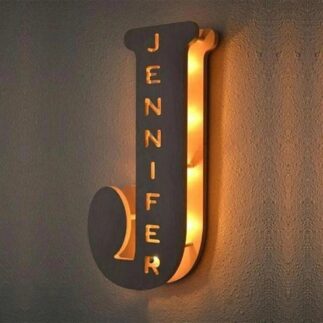 Personalized Wall Decor LED Night Light 26 Letter With Name Sign Light for Couples Baby Room Bedroom Custom Wooden Lamp Engraved 1