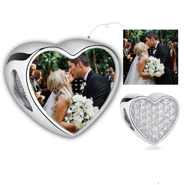 ELESHE 100% Authentic 925 Sterling Silver Bead Charm Fit Original Bracelet Bangle DIY Custom Photo Heart Beads Jewelry Making 10