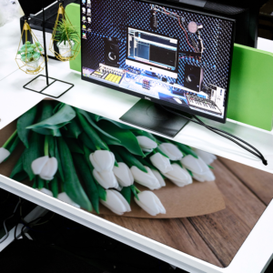 White Tulips Non-slip Mouse Pad 35" x 16"
