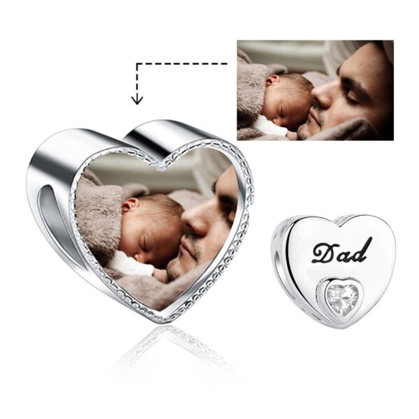 ELESHE 100% Authentic 925 Sterling Silver Bead Charm Fit Original Bracelet Bangle DIY Custom Photo Heart Beads Jewelry Making 15