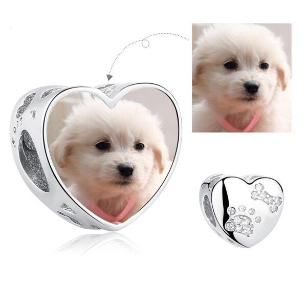 ELESHE 100% Authentic 925 Sterling Silver Bead Charm Fit Original Bracelet Bangle DIY Custom Photo Heart Beads Jewelry Making 20