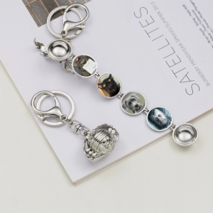 Personalized 4 Photos Locket Charm Keychain 