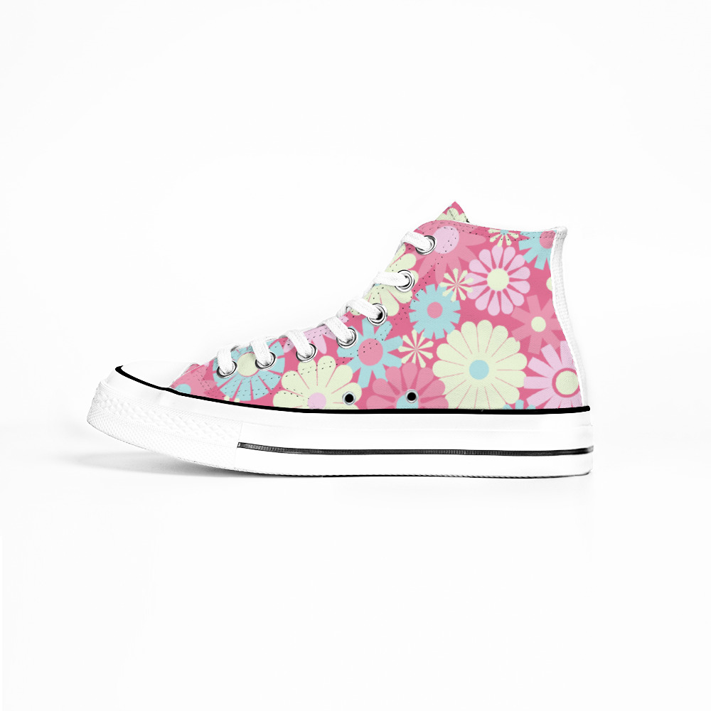 Pink Canvas Shoes High Top Sneakers - Indigo Thoughts