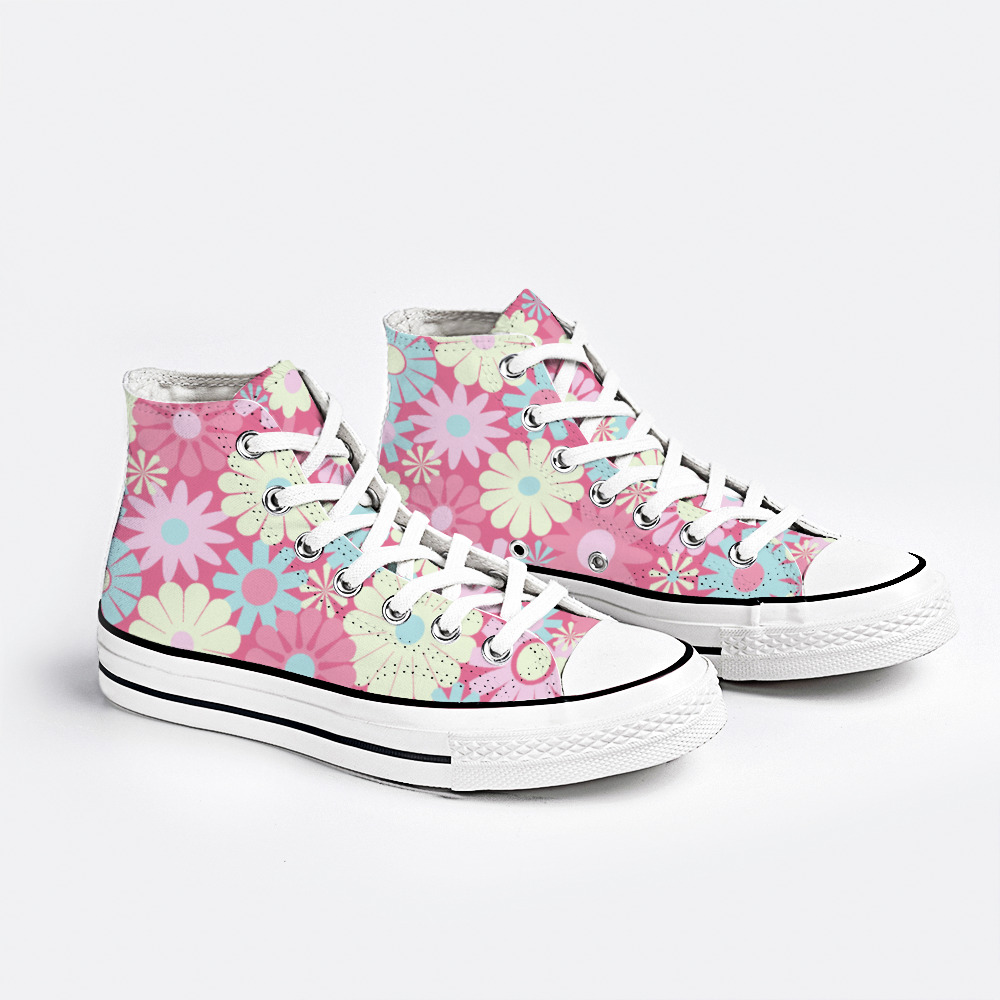 Pink Canvas Shoes High Top Sneakers - Indigo Thoughts